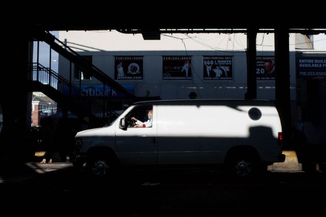 A photo of a van in sunlight